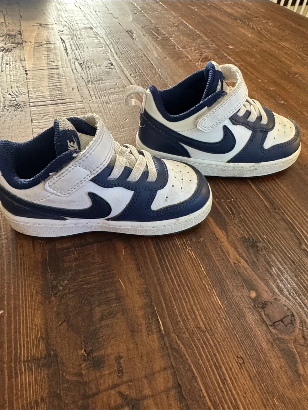 Nike Kids Navy and White Sneakers with Velcro Strap